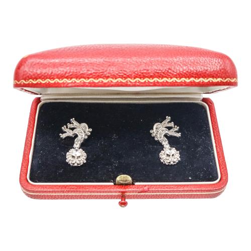 PENDIENTES LARGOS CON DIAMANTES, DE LOS AÑOS 50