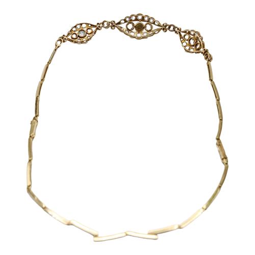 GARGANTILLA PULSERA CON PERLA Y DIAMANTES, DE PPS. DEL S.XX