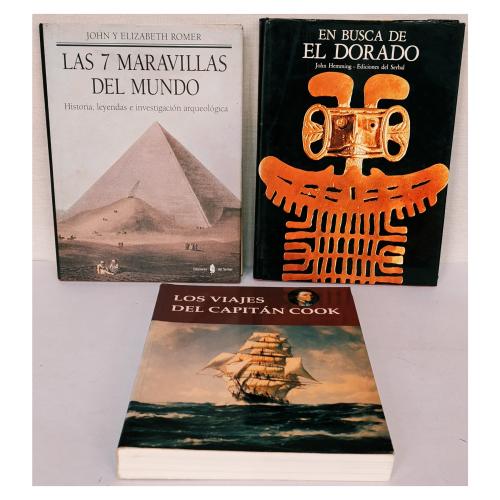 TRES LIBROS DE HISTORIA, ARTE, ARQUEOLOGÍA Y DESCUBRIMIENTOS