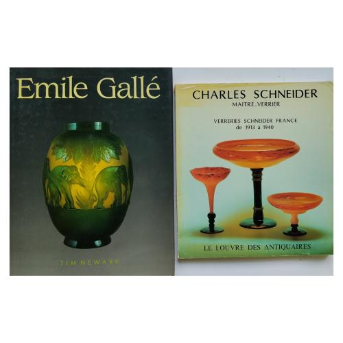 DOS LIBROS SOBRE EMILE GALLÉ Y CHARLES SCHNEIDER (CRISTAL)