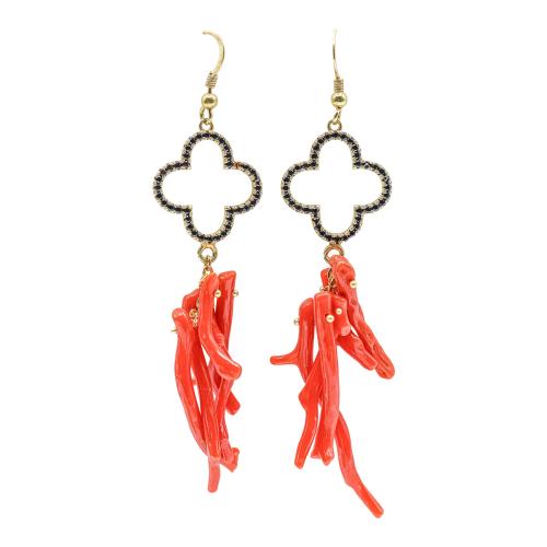 PENDIENTES LARGOS CON CORAL DE CERDEÑA