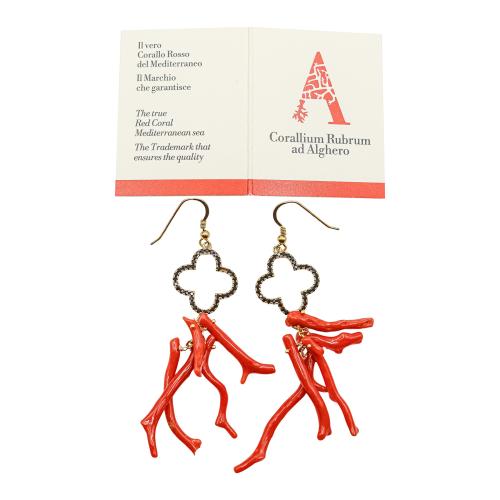 PENDIENTES LARGOS CON CORAL DE CERDEÑA