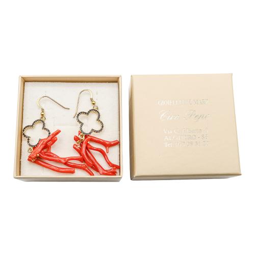 PENDIENTES LARGOS CON CORAL DE CERDEÑA