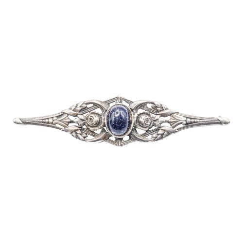 BROCHE MODERNISTA CON AVENTURINA AZUL