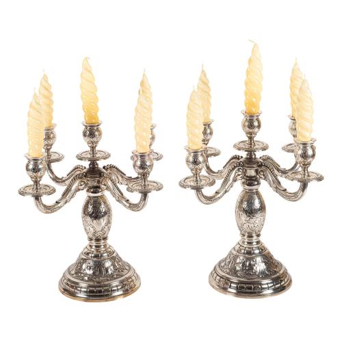 PAREJA DE CANDELABROS EN PLATA DE LOS AÑOS 30-40