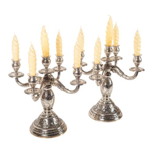 PAREJA DE CANDELABROS EN PLATA DE LOS AÑOS 30-40