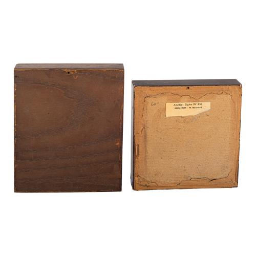 DOS BALDOSAS DE CERÁMICA DE ARISTAS DEL S.XVII