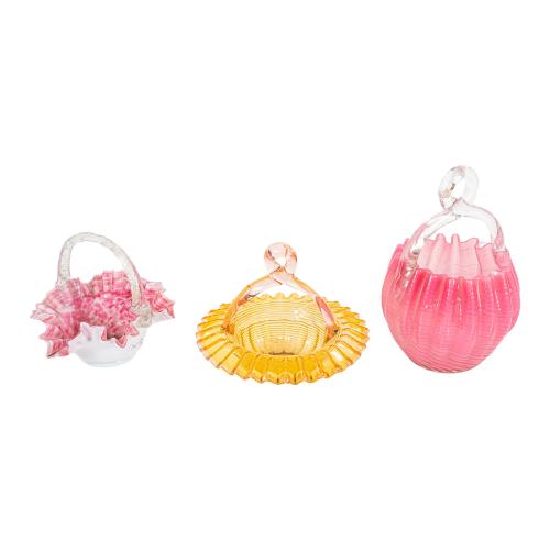 TRES CESTOS DE CRISTAL SOPLADO DEL PRIMER CUARTO DEL S.XX
