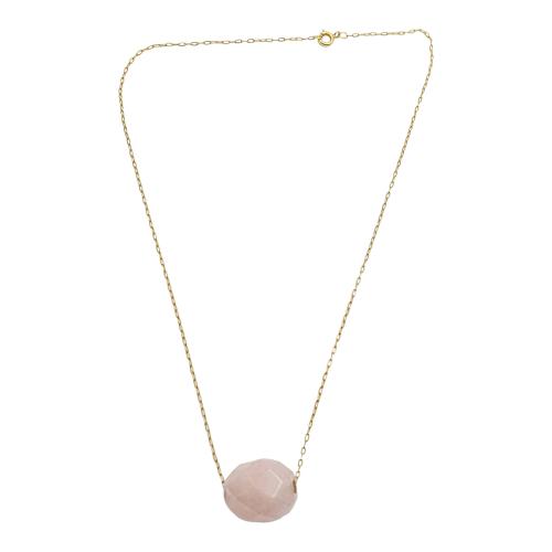 CADENA DE ORO CON CUARZO ROSA