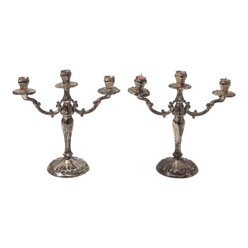 PAREJA DE CANDELABROS DE PLATA PEDRO DURAN AÑOS 70
