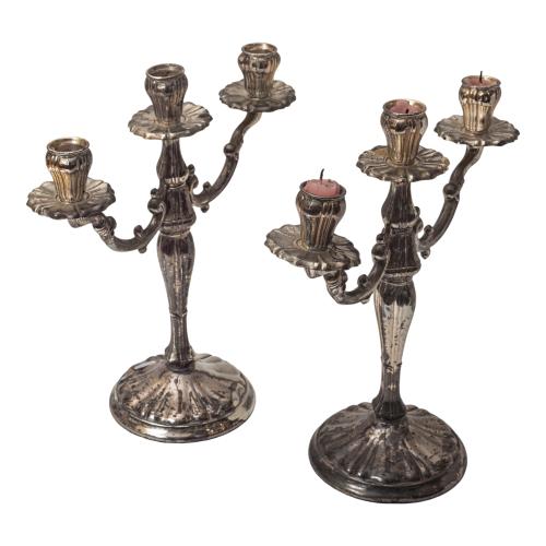 PAREJA DE CANDELABROS DE PLATA PEDRO DURAN AÑOS 70