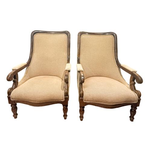 PAREJA DE SILLONES ESTILO VICTORIANO, MEDIADOS S.XX