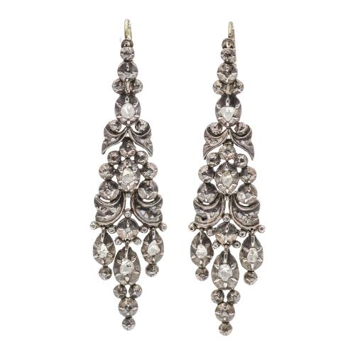 PENDIENTES CATALANES CON DIAMANTES DEL S.XIX