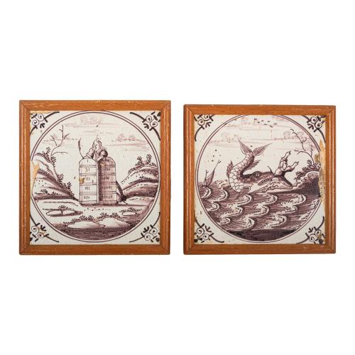 PAREJA DE BALDOSAS DE CERAMICA DELF S. XVIII