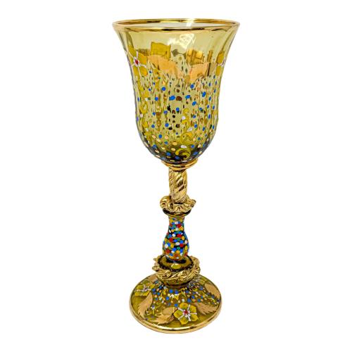 COPA DE CRISTAL ESMALTADA DE LA SEGUNDA MITAD DEL SIGLO XX