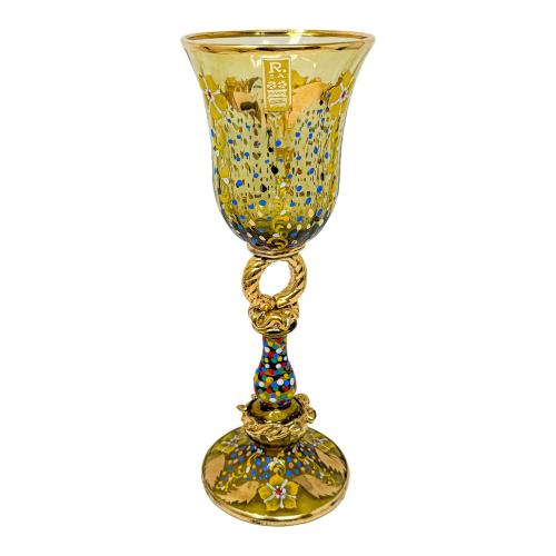 COPA DE CRISTAL ESMALTADA DE LA SEGUNDA MITAD DEL SIGLO XX