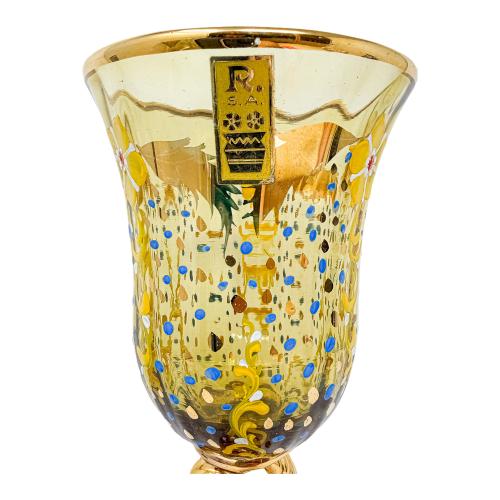 COPA DE CRISTAL ESMALTADA DE LA SEGUNDA MITAD DEL SIGLO XX