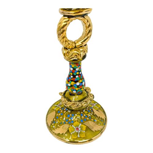 COPA DE CRISTAL ESMALTADA DE LA SEGUNDA MITAD DEL SIGLO XX