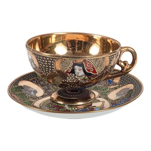 JUEGO DE TÉ JAPONÉS SATSUMA PRIMERA MITAD DEL SIGLO XX