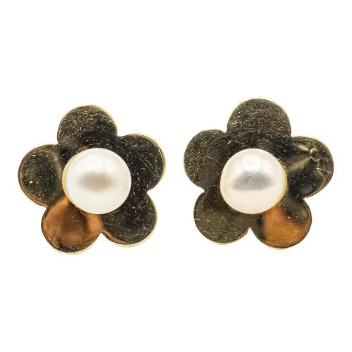 PENDIENTES FLOR CON PERLA CULTIVADA