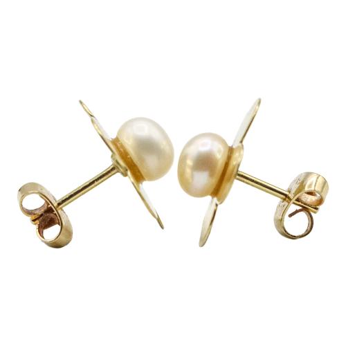 PENDIENTES FLOR CON PERLA CULTIVADA