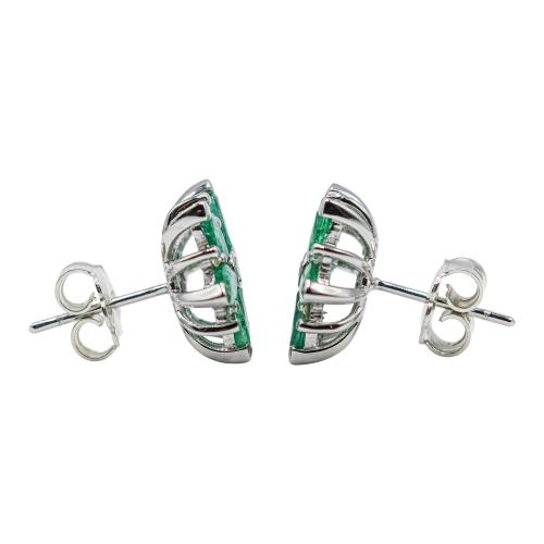 PENDIENTES ROSETONES CON ESMERALDAS Y DIAMANTES