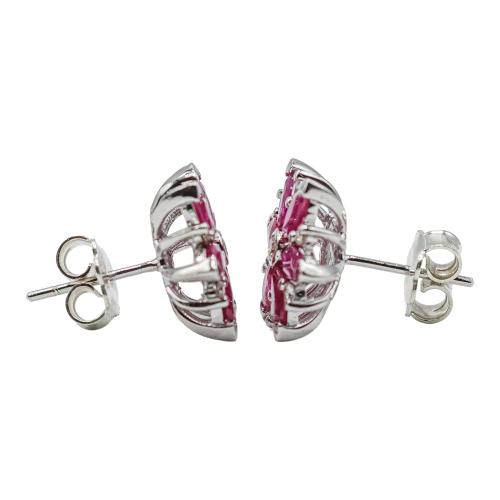 PENDIENTES ROSETONES CON RUBÍES Y DIAMANTES