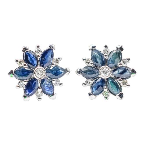PENDIENTES ROSETONES CON ZAFIROS Y DIAMANTES