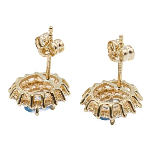 PENDIENTES ROSETÓN CON CUARZO AZUL Y CIRCONITAS
