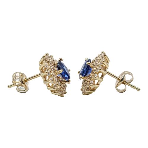 PENDIENTES ROSETÓN CON CUARZO AZUL Y CIRCONITAS