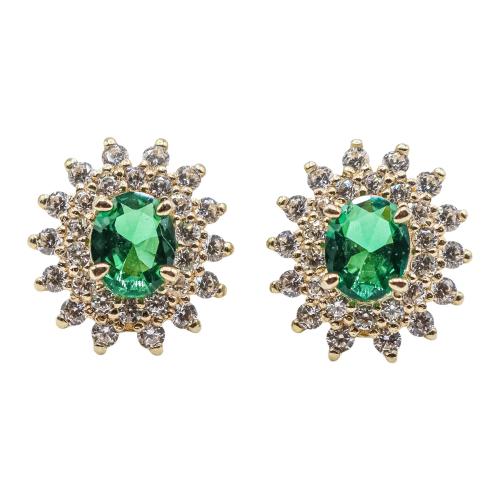 PENDIENTES ROSETÓN CON CUARZO VERDE Y CIRCONITAS