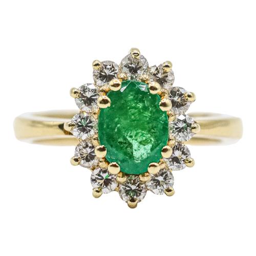 ANILLO ROSETÓN CON ESMERALDA Y BRILLANTES