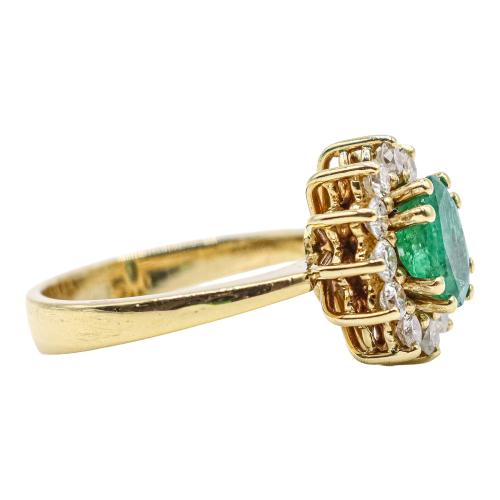 ANILLO ROSETÓN CON ESMERALDA Y BRILLANTES