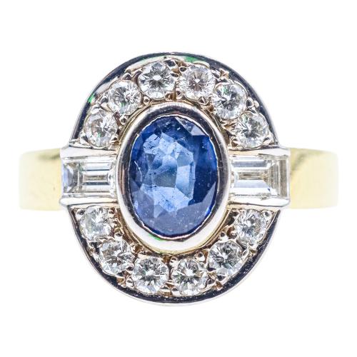 ANILLO ROSETÓN CON ZAFIRO Y BRILLANTES
