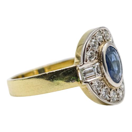 ANILLO ROSETÓN CON ZAFIRO Y BRILLANTES