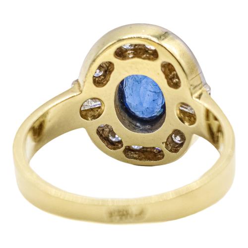 ANILLO ROSETÓN CON ZAFIRO Y BRILLANTES