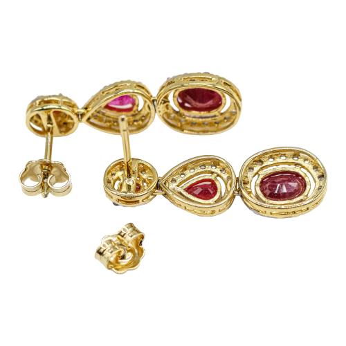 PENDIENTES LARGOS CON RUBÍES Y DIAMANTES