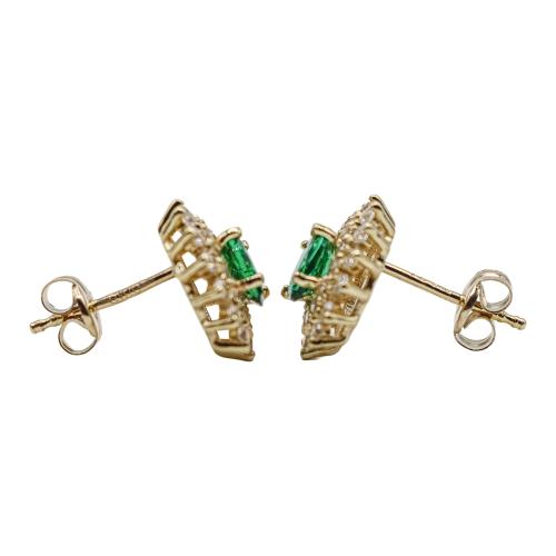 PENDIENTES ROSETÓN CON CUARZO VERDE Y CIRCONITAS