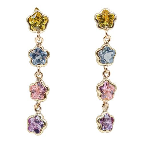 PENDIENTES LARGOS CON PIEDRA COLOR
