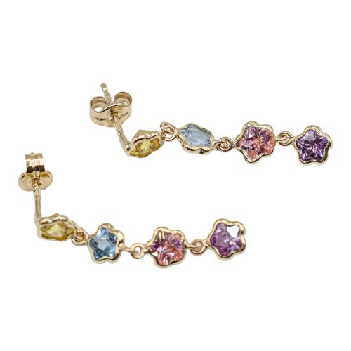 PENDIENTES LARGOS CON PIEDRA COLOR
