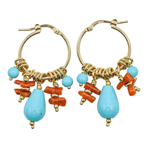 PENDIENTES CON CORAL Y TURQUENITA
