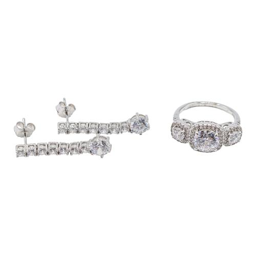 PENDIENTES LARGOS Y ANILLO CON CIRCONITAS