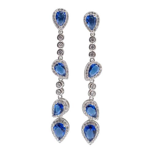PENDIENTES LARGOS CON CRISTALES AZULES