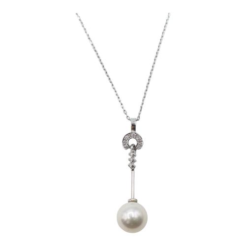 COLGANTE CON DIAMANTES Y PERLAS