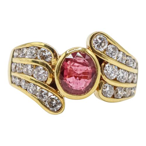 ANILLO CON RUBÍ Y BRILLANTES