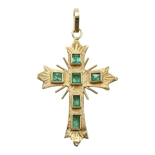 CRUZ COLGANTE CON ESMERALDAS