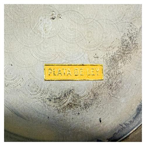 CENTRO Y PLATO DECORATIVOS DE PLATA DE LOS AÑOS 60 