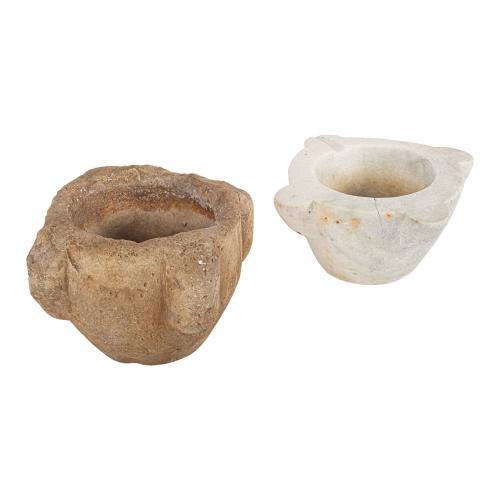 DOS MORTEROS DE PIEDRA Y MARMOL DEL  S, XVIII Y S. XIX