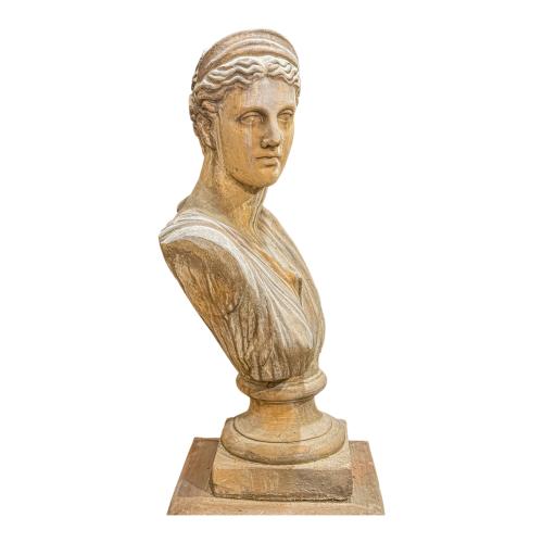 BUSTO DE DAMA CLÁSICA SOBRE PEANA DE MEDIADOS DEL S.XX