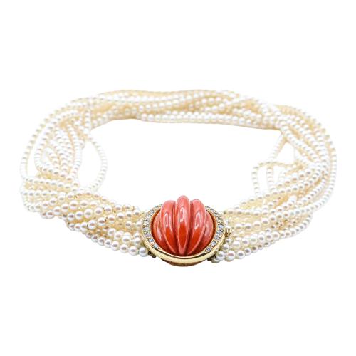 GARGANTILLA DE PERLAS CON CORAL DE OCTAVI SARDÀ